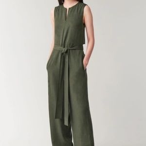 NWOT COS Khaki Green Open-Back Jumpsuit